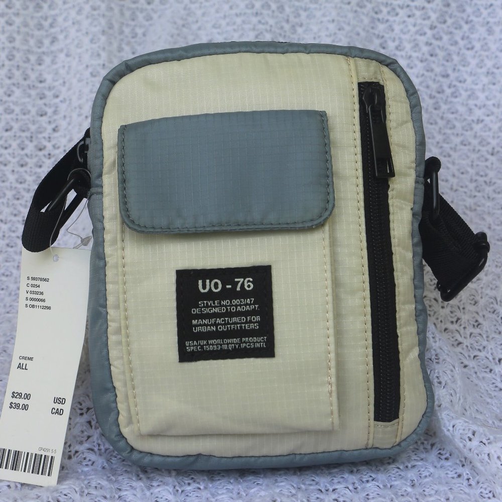 Urban Outfitters UO Mini Messenger Crossbody Bag NWT (cream + stone blue)